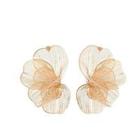 FDEETY Signore Personalizzate Moda Esagerato Senso del Design di Metallo Grandi Orecchini di Fiori Europa e Stati Uniti Retrò Tridimensionale Foglie e Fiori Orecchini(Argento)