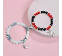 FDEETY Spider Sun Crescent Moon Love Bracciale di Coppia in Cristallo con Perline Bracciale di Collegamento Magnetico Regalo in Primo Piano Molto Popolare