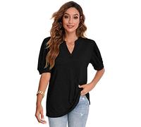 FDEETY T Shirt Donna Maniche Corte Camicia Elegante Scollo a V Maglietta Estiva Maglia Casual Abbigliamento Top Blusa Moda Primavera Estate Tshirt Sportiva