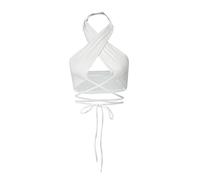 FDEETY Top Corto con Scollo all'Americana da Donna, Canotta Corta con Lacci Incrociati Y2K Canotta Estiva Senza Maniche con Lacci e Laccetti Senza Schienale, Bianco