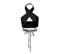 FDEETY Top Corto con Scollo all'Americana da Donna, Canotta Corta con Lacci Incrociati Y2K Canotta Estiva Senza Maniche con Lacci e Laccetti Senza Schienale, Nero