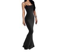 FDEETY Vestito Donna Spaghetti Abito Sirena Elegante da Cerimonia Vestiti Estivi Lungo Abiti da Sera Formale Vestito Aderente Senza Schienale per Festa Matrimonio