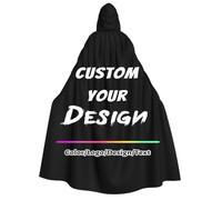 fdemon Mantello Halloween con Cappuccio, Personalizzato con Foto o Testo | Crea il tuo mantello unico con foto o testo, ideale per Halloween, cosplay, feste in maschera ed eventi a tema.