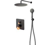 FDesign Ardesia set doccia da incasso con soffione nero-oro FD1-ARD-7PSET1-25