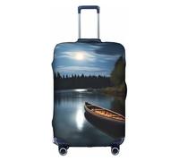 Fdfekgvplp Copertura per valigia per bagagli, canoa al chiaro di luna, con stampa di fiume Allagash, elastica, da viaggio, adatta per valigie da 45-81 cm, bianco, X-Large