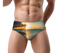 Fdfekgvplp Hawaiian Seaside Sunset - Slip da uomo a triangolo a vita bassa, morbidi, traspiranti e assorbenti dal sudore, taglie S-3XL, Nero, 3XL