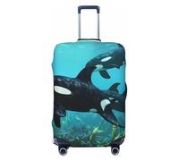 Fdfekgvplp Killer Whales Swim Along - Copertura elastica per valigie da viaggio, con stampa, adatta per bagagli da 45,7 a 81,7 cm, Nero, Small