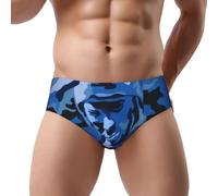 Fdfekgvplp Slip a triangolo da uomo a vita bassa blu mimetico - biancheria intima morbida, traspirante e assorbente dal sudore, taglie S-3XL, Nero, M