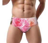 Fdfekgvplp Slip a triangolo da uomo a vita bassa con fiori rosa e fiori, morbidi, traspiranti e assorbenti dal sudore, taglie S-3XL, Nero, S