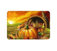 Fdfekgvplp Tappetino di benvenuto, zerbino, zerbino anteriore, giorno del Ringraziamento, stampa zucca, per interni ed esterni, tappeto a basso profilo per patio, 61 x 40,6 cm