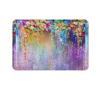 Fdfekgvplp Tappetino di benvenuto, zerbino, zerbino anteriore, stampa astratta viola con fiori piangenti per interni ed esterni, tappeto a basso profilo per patio, 61 x 40,6 cm