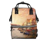 Fdfekgvplp Zaino per pannolini per mummia, bellissimo zaino per pannolini con stampa di vista sul canale di Venezia, borse per allattamento, borse casual a tracolla, borsa da viaggio per mamma, regali