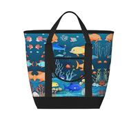 fdgbnm Blue Underwater World of Fish Borsa di totalizzatore isolata di grande capacità, borsa termica per il pranzo delle donne