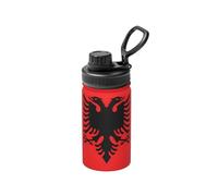 FDGBNM Bottiglia termica con bandiera dell'Albania, 340 g. Doppia parete, a prova di perdite, a prova di sudore, all'aperto e in viaggio.