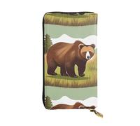fdgbnm Brown Bear Walking Portafoglio in pelle da donna. Portafoglio da donna in pelle RFID, borsa con cerniera di grande capacità