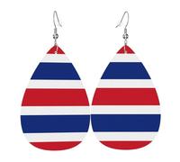 Fdgbnm Orecchini in pelle con bandiera del Costa Rica. Orecchini pendenti in pelle con stampa su entrambi i lati. Leggeri, ipoallergenici, festivi e pronti da regalare.