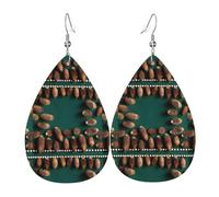 Fdgbnm Orecchini in pelle con bordo a pigna. Orecchini pendenti in pelle con stampa su entrambi i lati. Leggeri, ipoallergenici, pronti per le feste e come regalo.