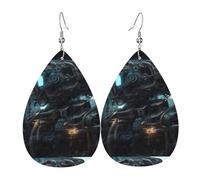 Fdgbnm Orecchini in pelle con robot futuro. Orecchini pendenti in pelle con stampa fronte/retro. Leggeri, ipoallergenici, pronti per le feste e come regalo.