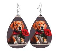 Fdgbnm Orecchini in pelle di cane simile a un gentiluomo. Orecchini pendenti in pelle con stampa su entrambi i lati. Leggeri, ipoallergenici, festivi e pronti da regalo.