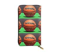 fdgbnm Portafoglio in pelle con sfondo basket. Portafoglio da donna in pelle RFID, borsa con cerniera di grande capacità