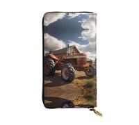 fdgbnm Portafoglio in pelle con trattore rosso. Portafoglio da donna in pelle RFID, borsa con cerniera di grande capacità