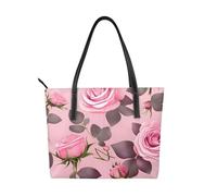 fdgbnm Pretty Pink Roses Prints Borsa a mano Borsa da donna con stampa grande borsa a tracolla in ecopelle
