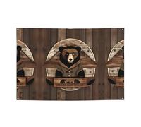 FDGBNM Rustic Lodge Bear Vibrant Party Banner 119,4 x 43,2 cm, resistente ai raggi UV, resistente allo sbiadimento, 4 occhielli, per uso interno ed esterno.