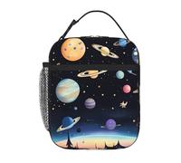 fdgbnm Saturn Jupiter Earth - Borsa termica per il pranzo, con tasche, per lavoro e scuola