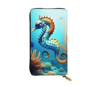 fdgbnm Seabed Coral Seahorse Portafoglio in pelle da donna. Portafoglio da donna in pelle RFID, borsa con cerniera di grande capacità