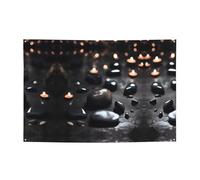 FDGBNM Striscione per feste con pietra misteriosa nera a forma di cuore vibrante, 119,4 x 43,2 cm, resistente ai raggi UV, resistente allo sbiadimento, 4 occhielli, per uso interno ed esterno.