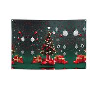 FDGBNM Striscione rotondo con albero di Natale vibrante per feste, 119,4 x 43,2 cm, resistente ai raggi UV, resistente allo sbiadimento, 4 occhielli, per uso interno ed esterno.