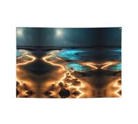 FDGBNM Striscione vivace con vista sotto la luna, 119,4 x 43,2 cm, resistente ai raggi UV, resistente allo sbiadimento, 4 occhielli, per uso interno/esterno.