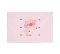 FDGBNM Striscione vivace per feste a forma di maiale volante dei cartoni animati, 119,4 x 43,2 cm, resistente ai raggi UV, resistente allo sbiadimento, 4 occhielli, per uso interno ed esterno.