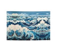 FDGBNM Ukiyo-e style waves Vibrant Party Banner 119,4 x 43,2 cm, resistente ai raggi UV, resistente allo sbiadimento, 4 occhielli, per uso interno ed esterno.