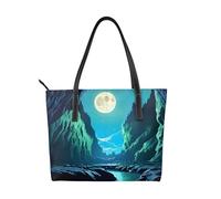fdgbnm Water Moon Cave Prints - Borsa a mano da donna, con stampa, grande, in ecopelle