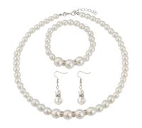 FDGGT 1 Collana, 1 Braccialetto E 1 Paio di Orecchini, Gioielli con Perle Finte, Gioielli Elei con Perle, Accessori di Abbigliamento, Gioielli da Donna