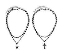 FDGGT 1 Collana A Croce E 1 Collana A Stella, Collana A Doppio Strato, Collana Gotica, Accessori di Abbigliamento