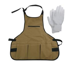 FDGGT 1 Grembiule Portaoggetti Da Giardino E 1 Paio Di Guanti Protettivi, Grembiule Da Lavoro, Grembiule Impermeabile, Grembiule Antiusura, Accessori Giardinaggio