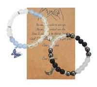 FDGGT 1 Paio di Braccialetti A Farfalla, Dotati di Carte, Braccialetti per Coppia, Braccialetti Dell'Amicizia, Braccialetti con Perline, Braccialetti Creativi