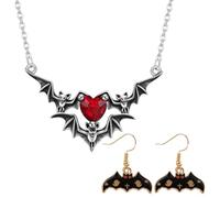 FDGGT 1 Paio di Orecchini A Forma di Pipistrello E 1 Collana d'Amore Pipistrello, Gioielli retrò Personalizzati, Gioielli Gotici, Accessori di Abbigliamento