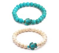 FDGGT 2 Bracciali Tartaruga, Bracciali Pietre Naturali, Bracciali Elastici Pietre, Unisex, Accessori Abbigliamento