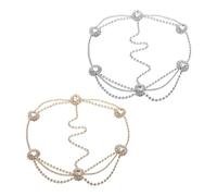 FDGGT 2 Catene Per Capelli Con Strass, Elastici Per Capelli Da Donna, Accessori Per Capelli Semplici E Alla Moda