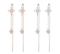 FDGGT 2 Paia di Orecchini con Nappe A Stella, Orecchini Lunghi, Orecchini Semplici alla Moda, Orecchini Elei, Gioielli da Donna