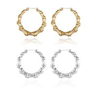 FDGGT 2 Paia di Orecchini di bambù Orecchini di Design Creativo Accessori di Abbigliamento Orecchini di Moda Orecchini A Cerchio Gioielli da Donna