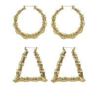 FDGGT 2 Paia di Orecchini in bambù, Orecchini Creativi, Orecchini Personalizzati alla Moda, Accessori di Abbigliamento, Gioielli da Donna