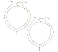 FDGGT 2 Set Collane con Ciondolo, Collane da Donna, Collane Impilabili, Gioielli di Moda Semplici, Catena con Clavicola Regolabile