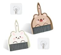 FDGGT 2 Set di Scope per La Spazzatura E 2 Pezzi di Ganci Trasparenti, Strumenti Creativi per La Pulizia dei Cartoni Animati, Mini Spazzola per La Pulizia, Spazzola per La Pulizia della Scrivania