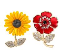 FDGGT 2 Spille Floreali, Distintivi Floreali da Donna, Spille Squisite, Spille Girasole Papavero, Spille Creative