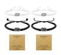 FDGGT 4 Bracciali Intrecciati, 2 Carte, Bracciale Regolabile, Unisex, Bracciale Dell'Amicizia, Bracciale per Coppia