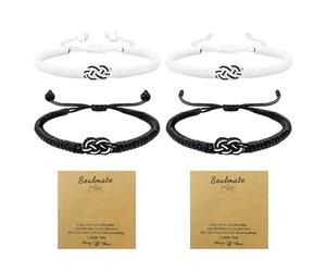 FDGGT 4 Bracciali Intrecciati, 2 Carte, Bracciale Regolabile, Unisex, Bracciale Dell'Amicizia, Bracciale per Coppia
